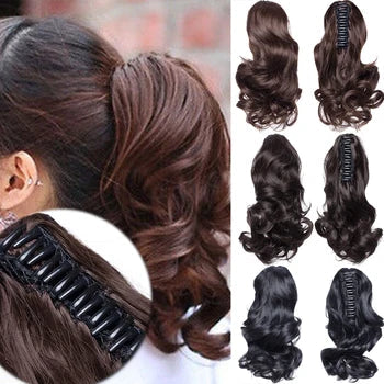 New Concubines Synthetic Strappy Ponytail Hair Extensions Fake Tail Natural Hair Clip Horse Tail Curly Organic Women's Wig – image 2