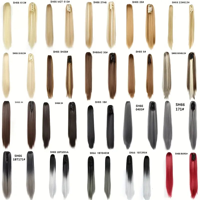 Synthetic Long Straight Ponytail Hair Extensions 22 Inch Claw Jaw Clip In Hair Extensions For Women Synthetic Fiber Hairpieces Hair Accessories – image 2