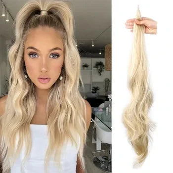 New Concubines Synthetic Strappy Ponytail Hair Extensions Fake Tail Natural Hair Clip Horse Tail Curly Organic Women's Wig – image 3