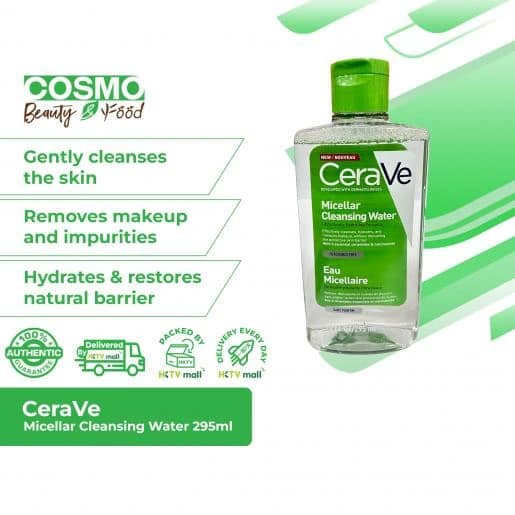 CeraVe Micellar Cleansing Water 295ml with cotton pad