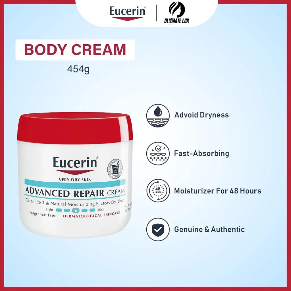 Eucerin Advanced Repair Cream 454g fragrance-free jar for very dry skin