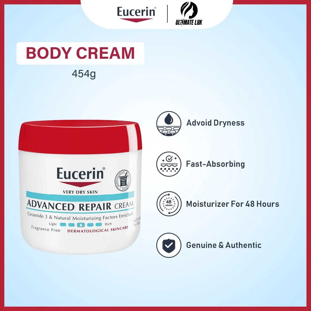 Eucerin Advanced Repair Cream 454g fragrance-free jar for very dry skin