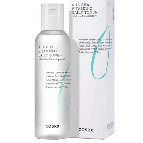 COSRX AHA/BHA Clarifying Treatment Toner applied with cotton pad
