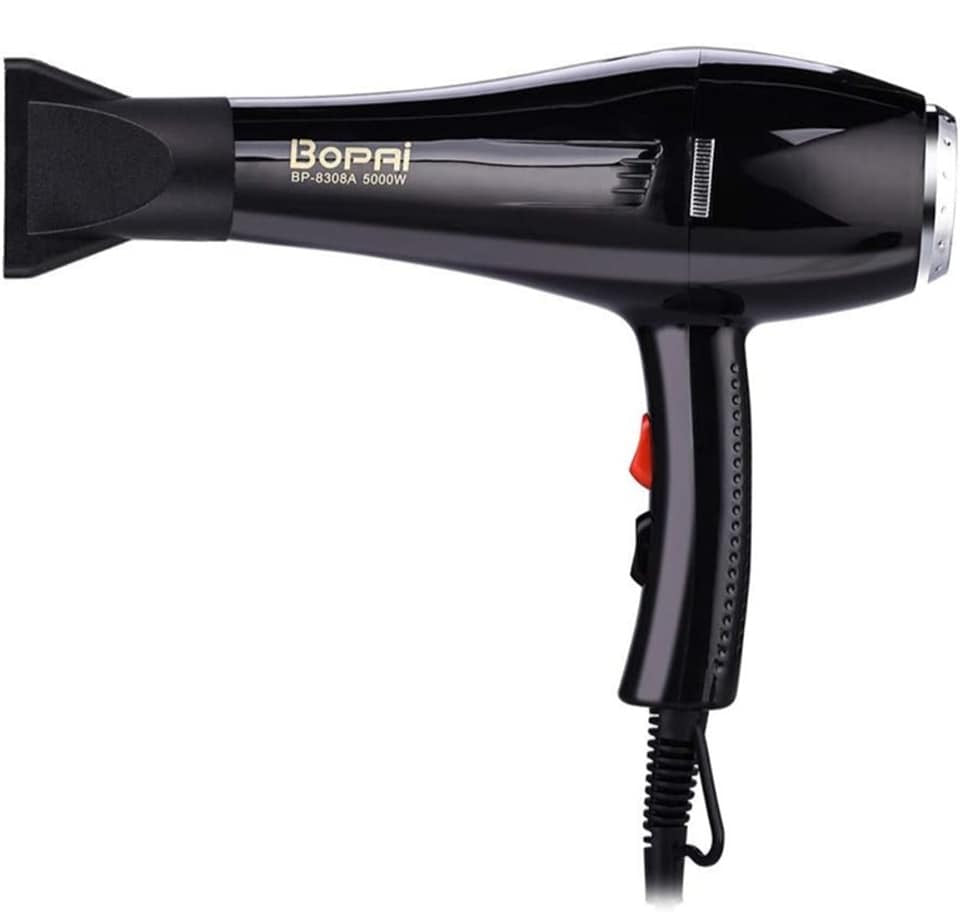 BOPAI Professional Hair Dryer 1500W – 2 Speeds & 3 Heat Settings (Black)