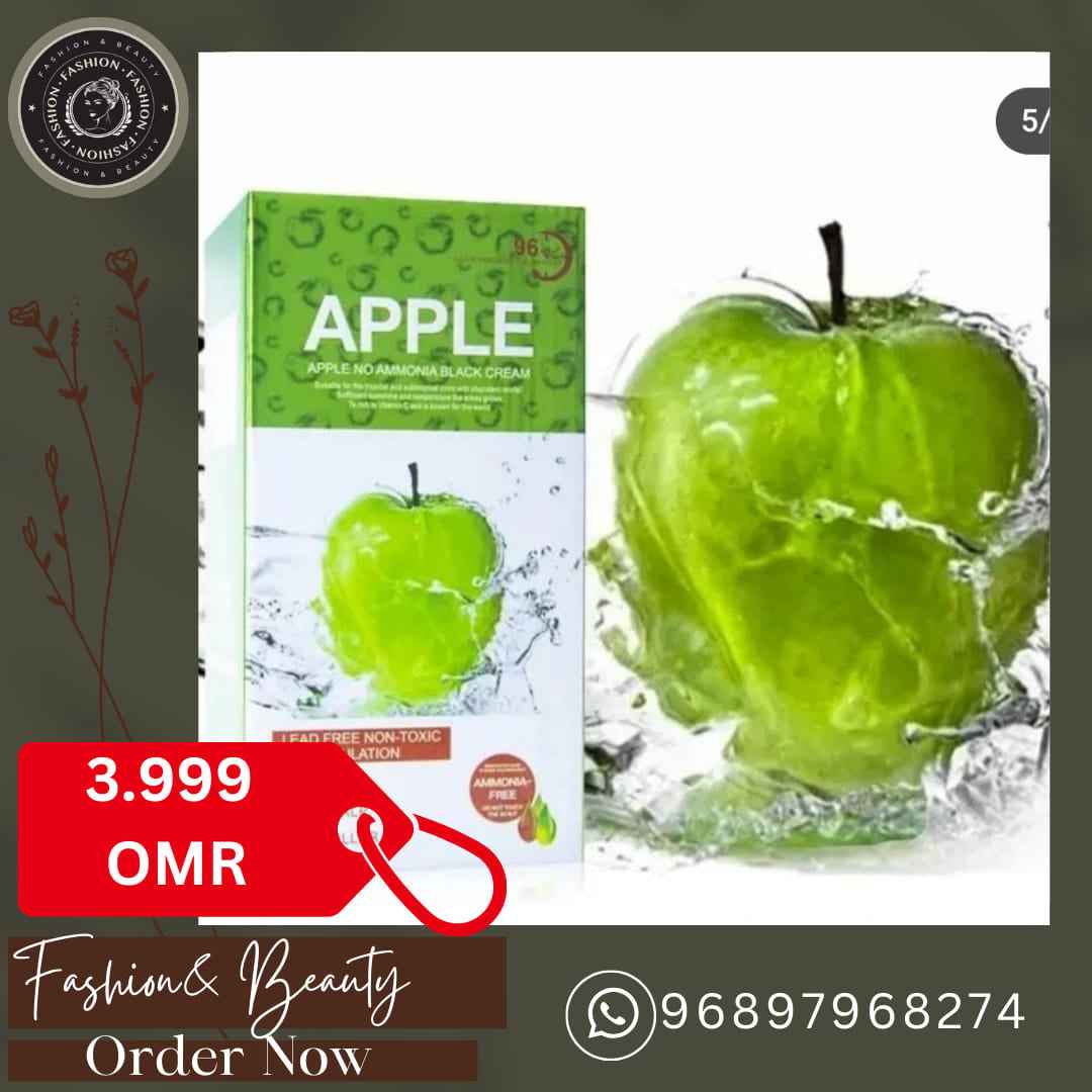 Apple Ammonia-Free Black Hair Color Cream – 100% Grey Coverage Hair Dye (2x500ml)
