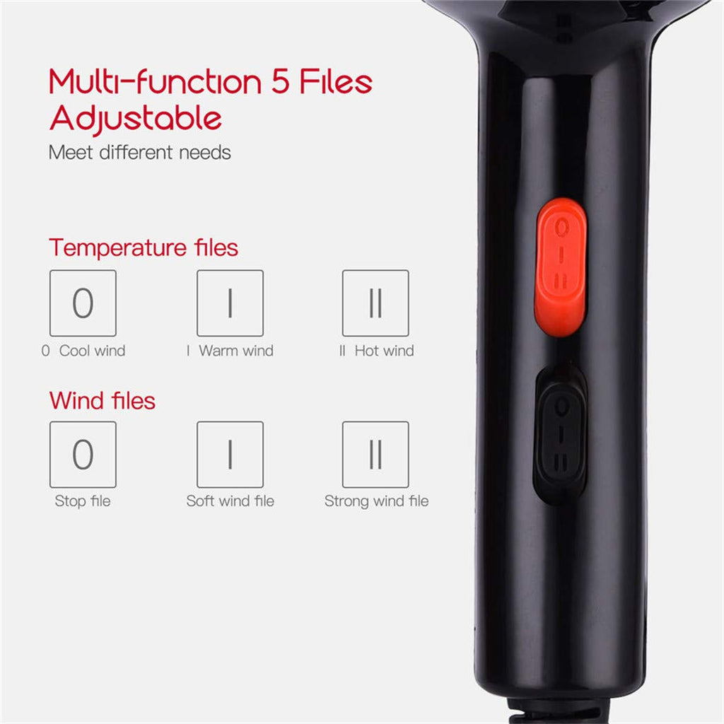 BOPAI Professional Hair Dryer 1500W – 2 Speeds & 3 Heat Settings (Black)
