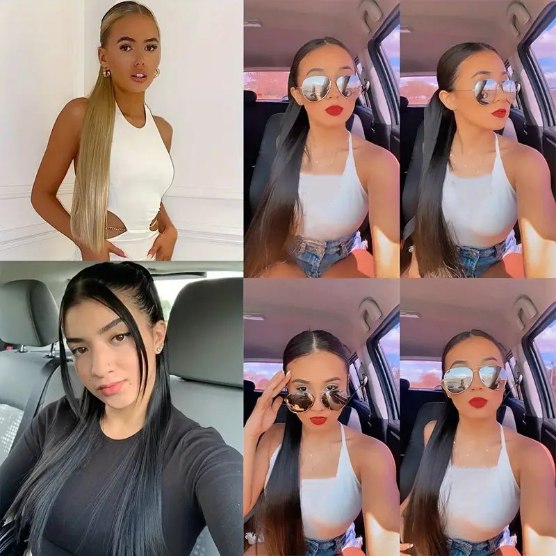 Synthetic Long Straight Ponytail Hair Extensions 22 Inch Claw Jaw Clip In Hair Extensions For Women Synthetic Fiber Hairpieces Hair Accessories – image 6