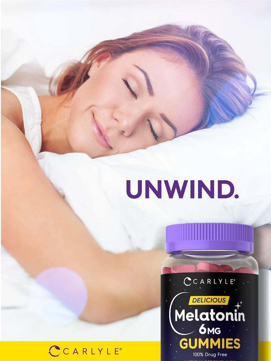 Carlyle Melatonin Gummies 6mg – 60 Berry Gummies, Vegan & Drug-Free