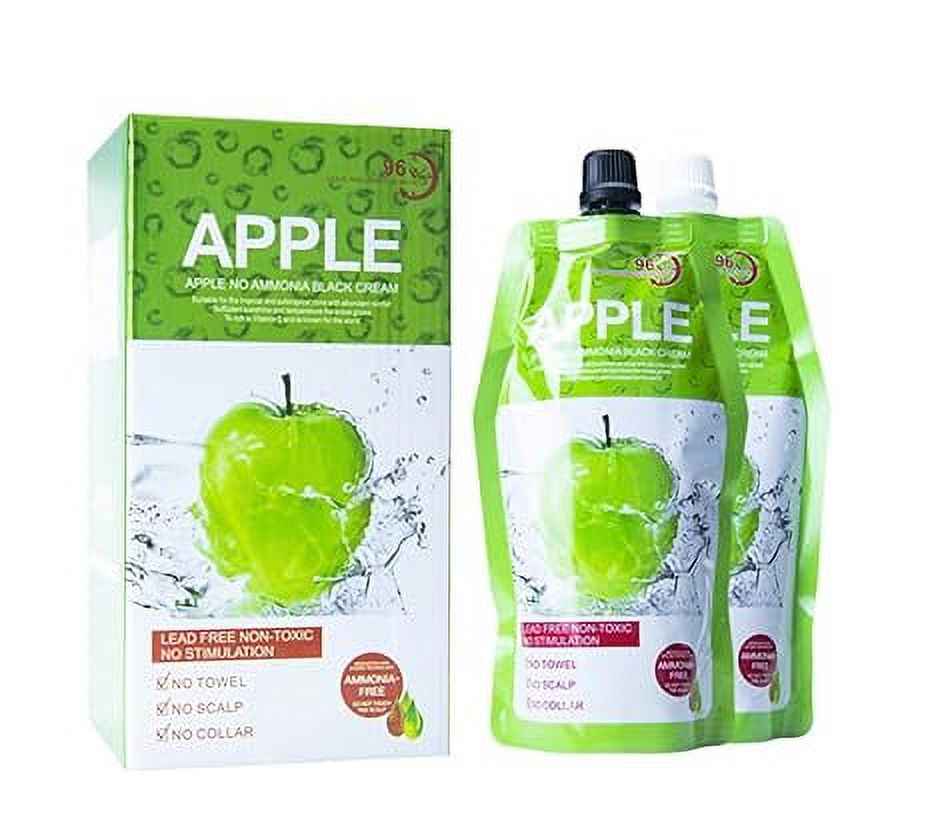 Apple Ammonia-Free Black Hair Color Cream – 100% Grey Coverage Hair Dye (2x500ml)