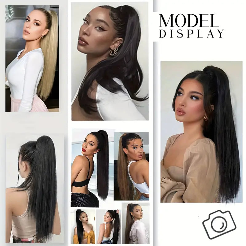 Synthetic Long Straight Ponytail Hair Extensions 22 Inch Claw Jaw Clip In Hair Extensions For Women Synthetic Fiber Hairpieces Hair Accessories – image 5