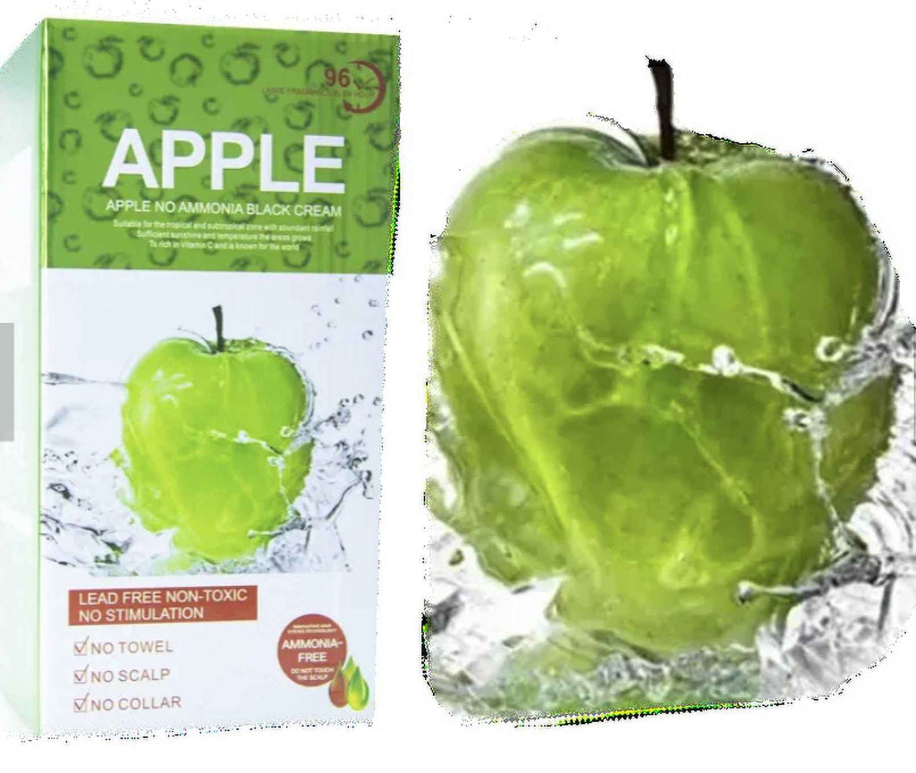 Apple Ammonia-Free Black Hair Color Cream – 100% Grey Coverage Hair Dye (2x500ml)