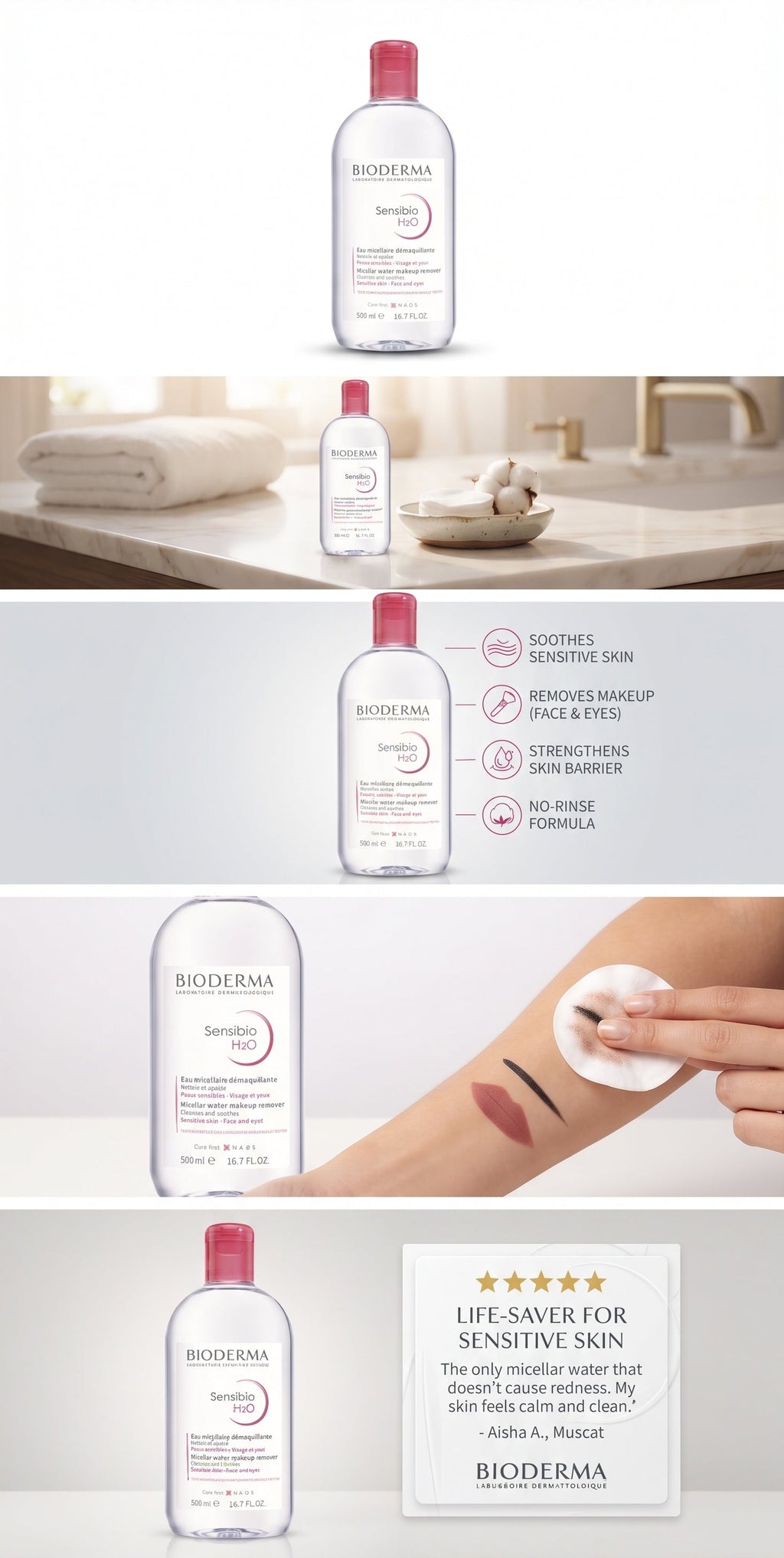 Bioderma Sensibio H2O Micellar Water – Makeup-Removing Cleanser for Sensitive Skin
