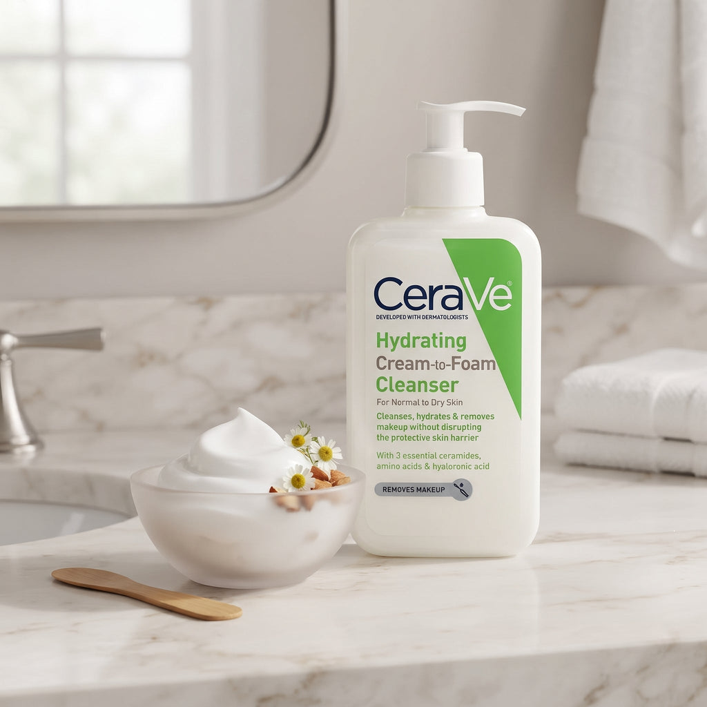CeraVe Hydrating Cream-to-Foam Cleanser 237ml – Face Wash for Normal to Dry Skin