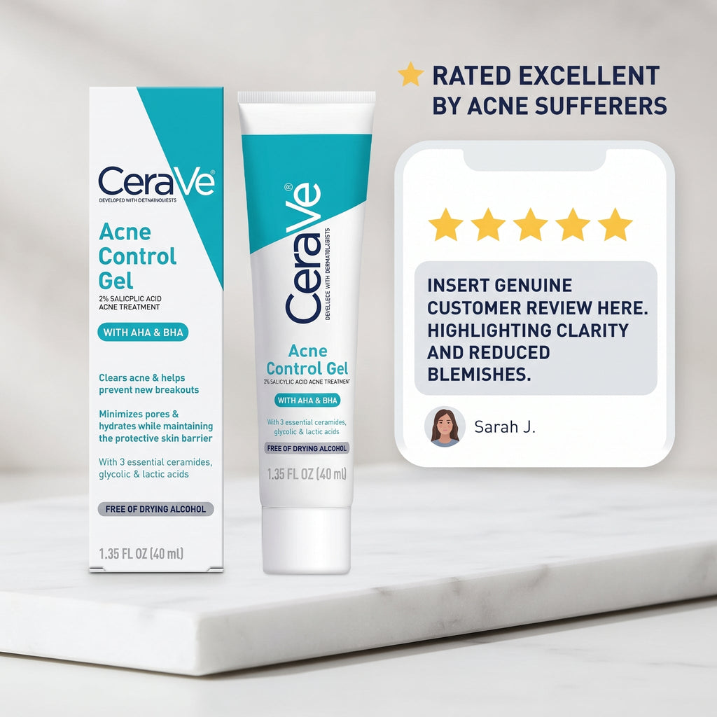 CeraVe Salicylic Acid Acne Treatment Gel 40ml – AHA/BHA Blemish Treatment