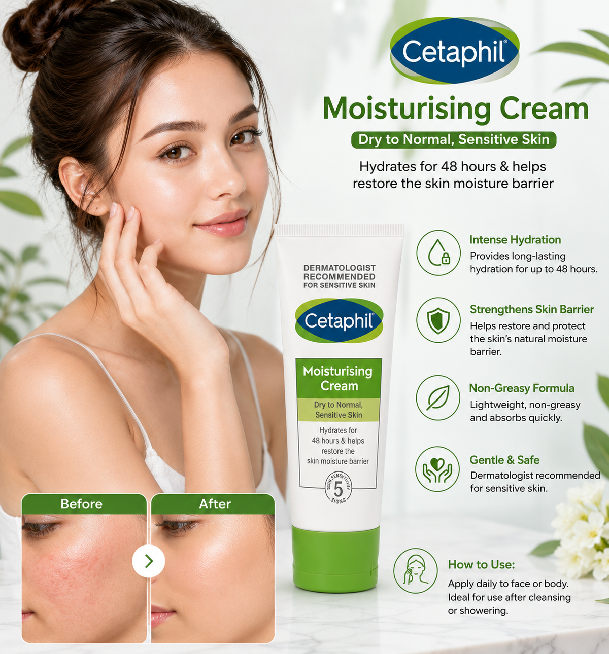 Cetaphil Moisturising Cream for dry sensitive skin
