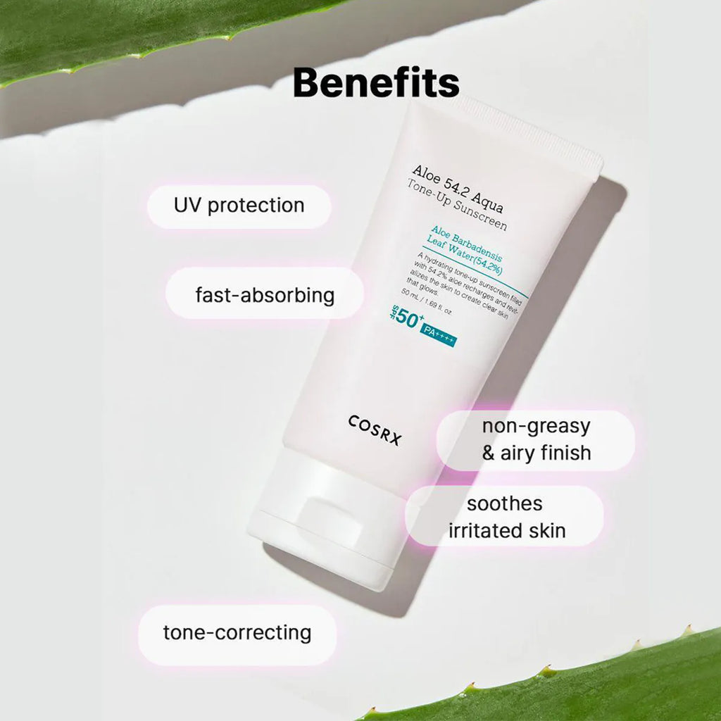 COSRX Aloe 54.2 Aqua Tone-Up Sunscreen SPF 50+ tone-up texture