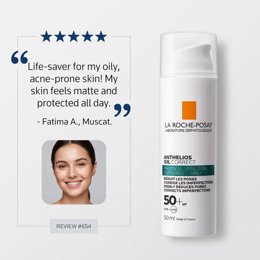 La Roche-Posay Anthelios Oil Correct SPF 50+ 50ml – Matte Anti-Blemish Sunscreen for Oily Skin
