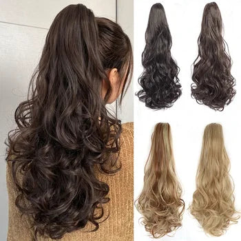 New Concubines Synthetic Strappy Ponytail Hair Extensions Fake Tail Natural Hair Clip Horse Tail Curly Organic Women's Wig – image 5