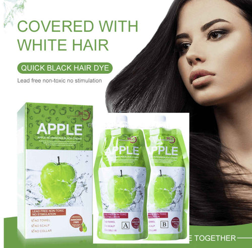 Apple Hair Color Cream Ammonia Free Black 500ml 2-Pack