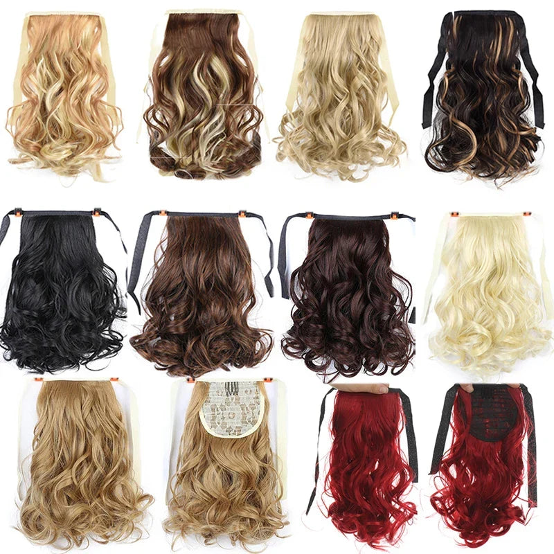 New Concubines Synthetic Strappy Ponytail Hair Extensions Fake Tail Natural Hair Clip Horse Tail Curly Organic Women's Wig – image 6
