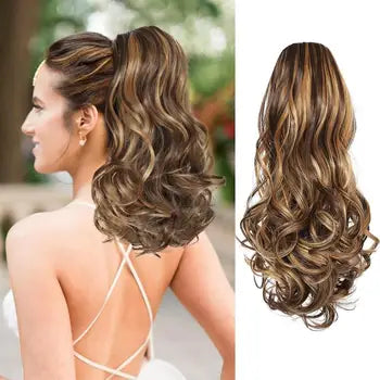 New Concubines Synthetic Strappy Ponytail Hair Extensions Fake Tail Natural Hair Clip Horse Tail Curly Organic Women's Wig – image 7