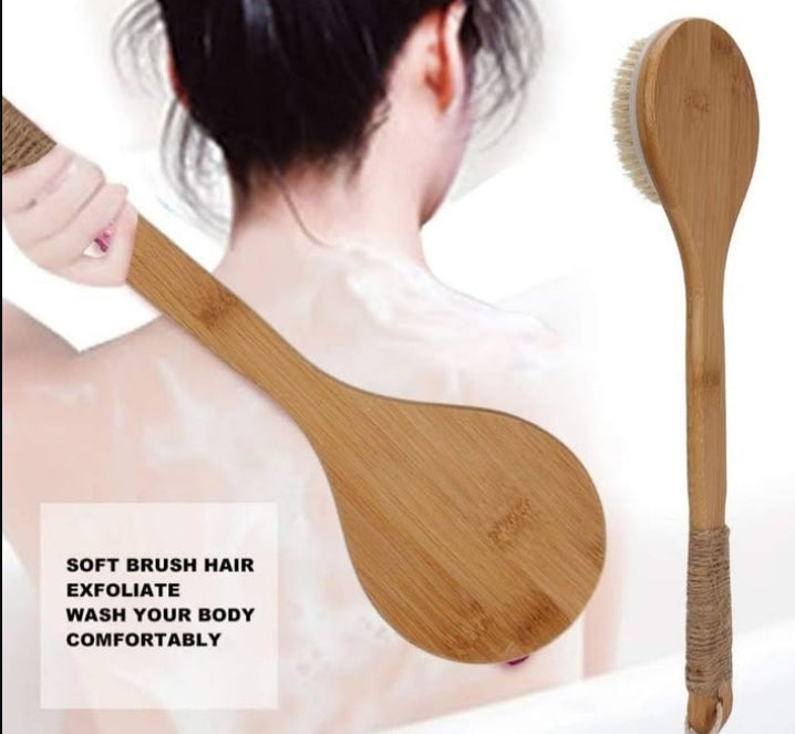 Shower Brush with Long Wood Handle – image 2
