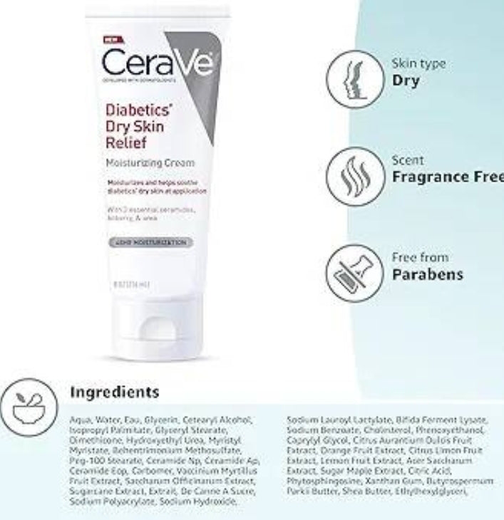 CeraVe Diabetics Dry Skin Relief Cream urea moisturiser texture