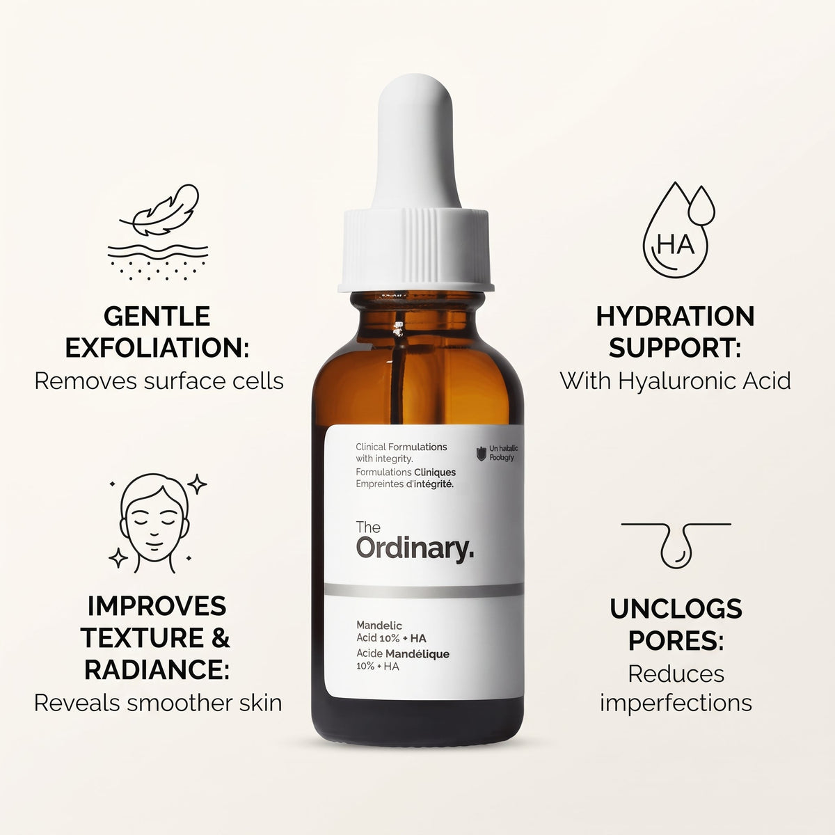 The Ordinary Mandelic Acid 10% + HA 30ml bottle, front