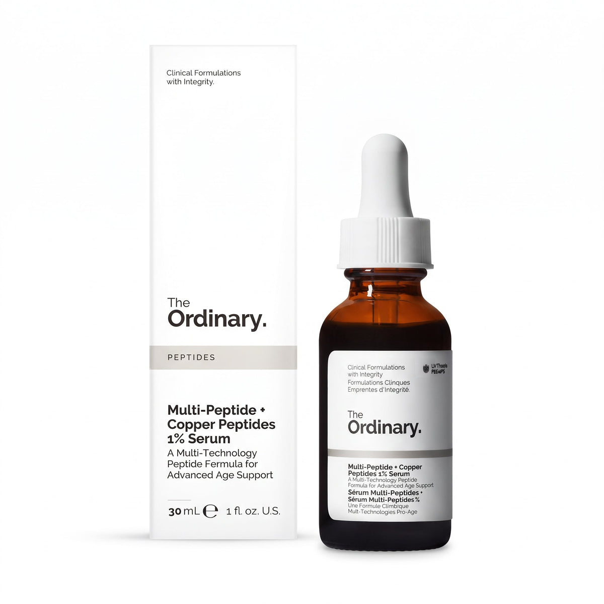 The Ordinary Multi-Peptide + Copper Peptides 1% Serum 30ml bottle, front