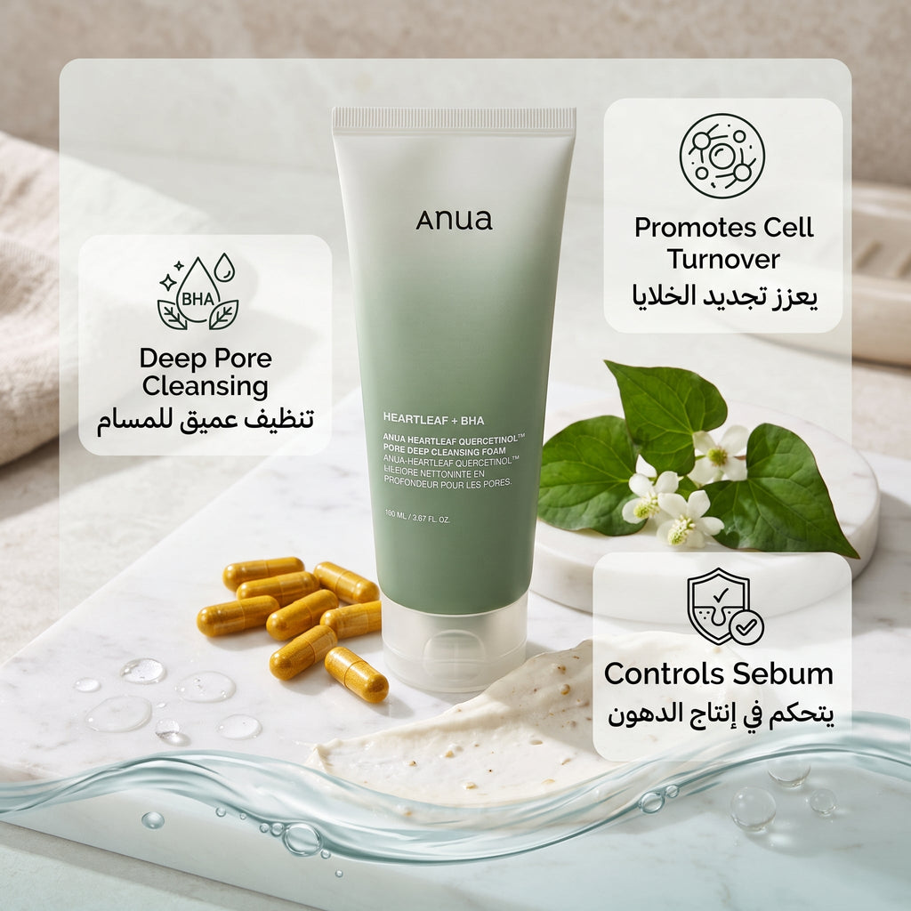 Anua Heartleaf Quercetinol Pore Deep Cleansing Foam 150ml – Heartleaf + BHA Face Wash