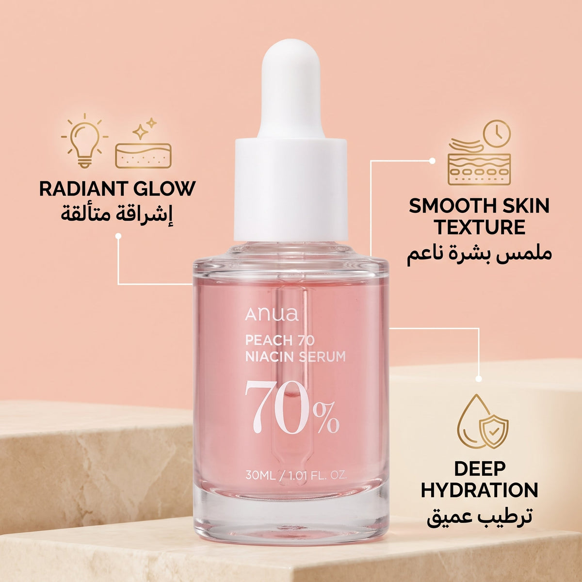 Anua Peach 70% Niacinamide Serum 30ml – Pore, Oil Control & Dark Spot Serum