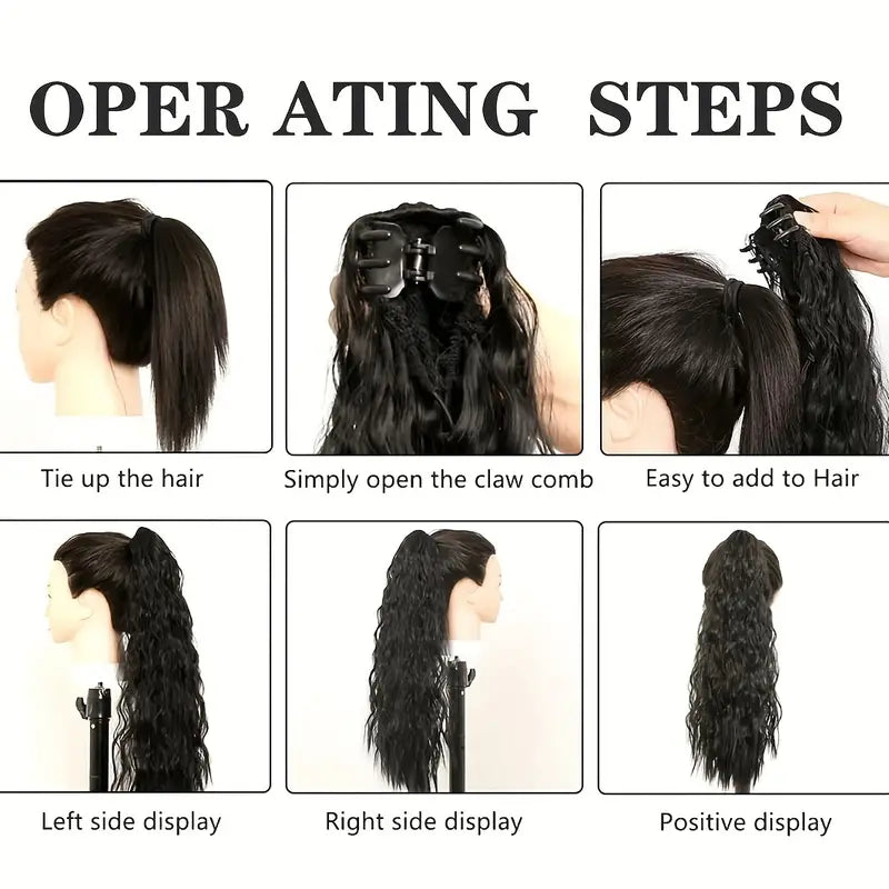 Synthetic Long Straight Ponytail Hair Extensions 22 Inch Claw Jaw Clip In Hair Extensions For Women Synthetic Fiber Hairpieces Hair Accessories – image 10