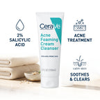 CeraVe Acne Foaming Cream Cleanser 150ml – 4% Benzoyl Peroxide Face Wash for Acne
