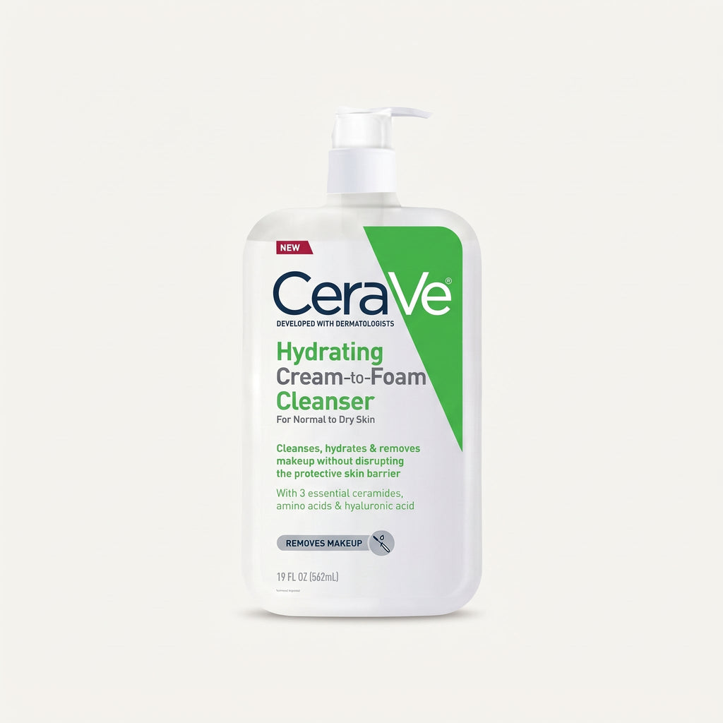 CeraVe Hydrating Cream-to-Foam Cleanser (Full Size) – Makeup-Removing Face Wash for Normal to Dry Skin