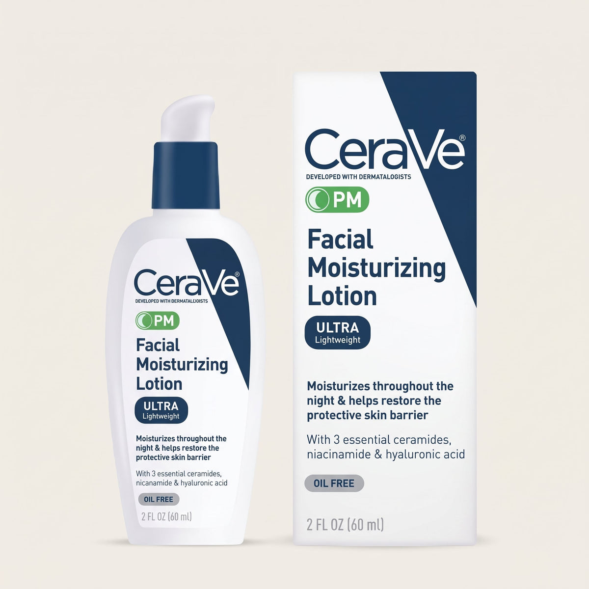 CeraVe PM Facial Moisturising Lotion 89ml – Niacinamide Night Moisturiser