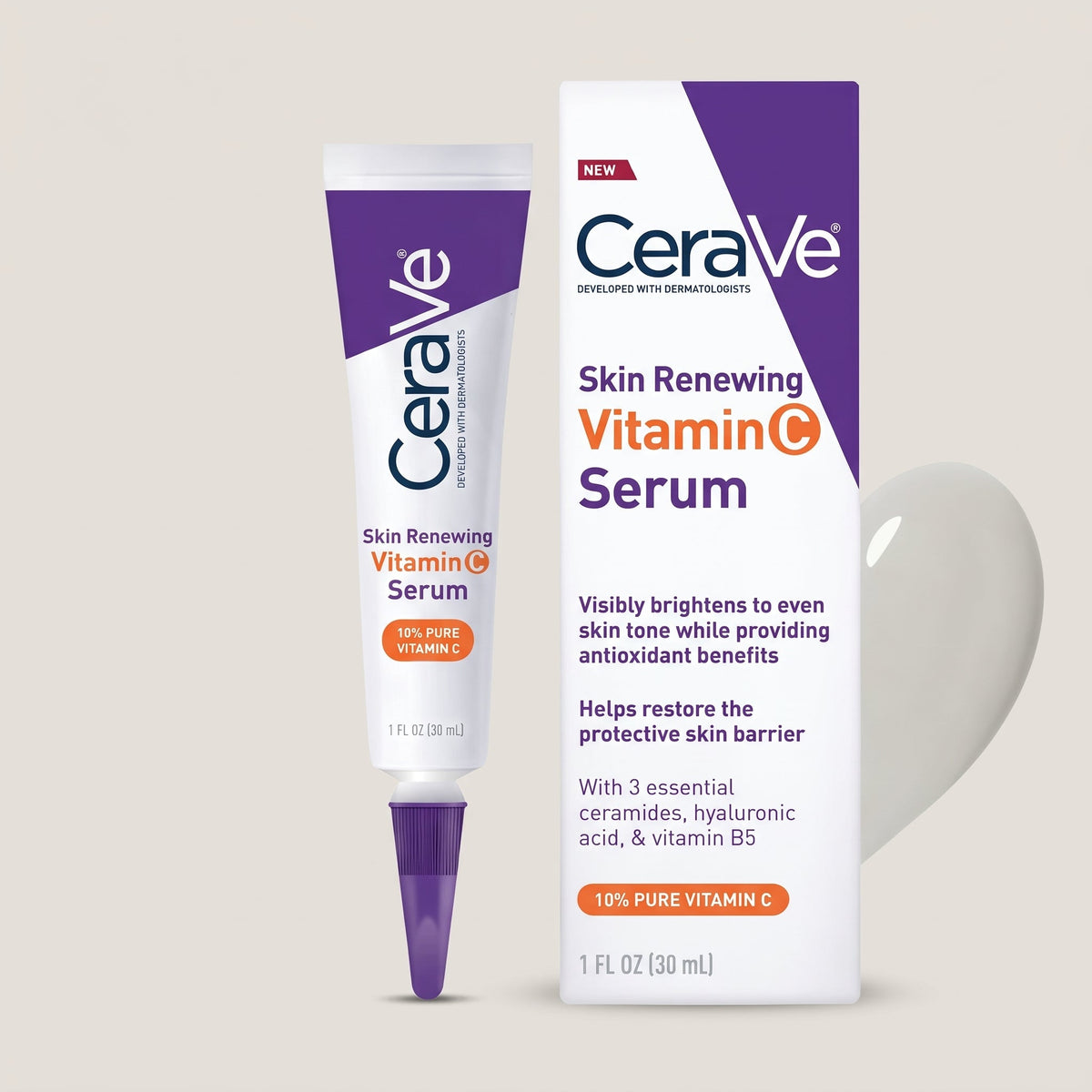 CeraVe Skin Renewing Vitamin C Serum 30ml – 10% Pure Vitamin C Brightening Serum