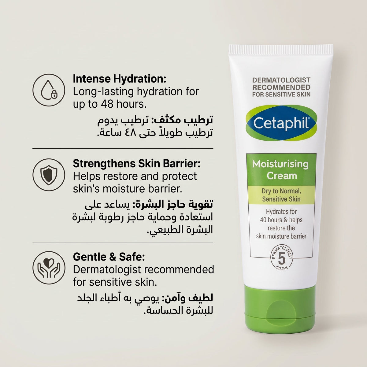 Cetaphil Moisturising Cream – 48-Hour Hydration for Dry, Sensitive Skin