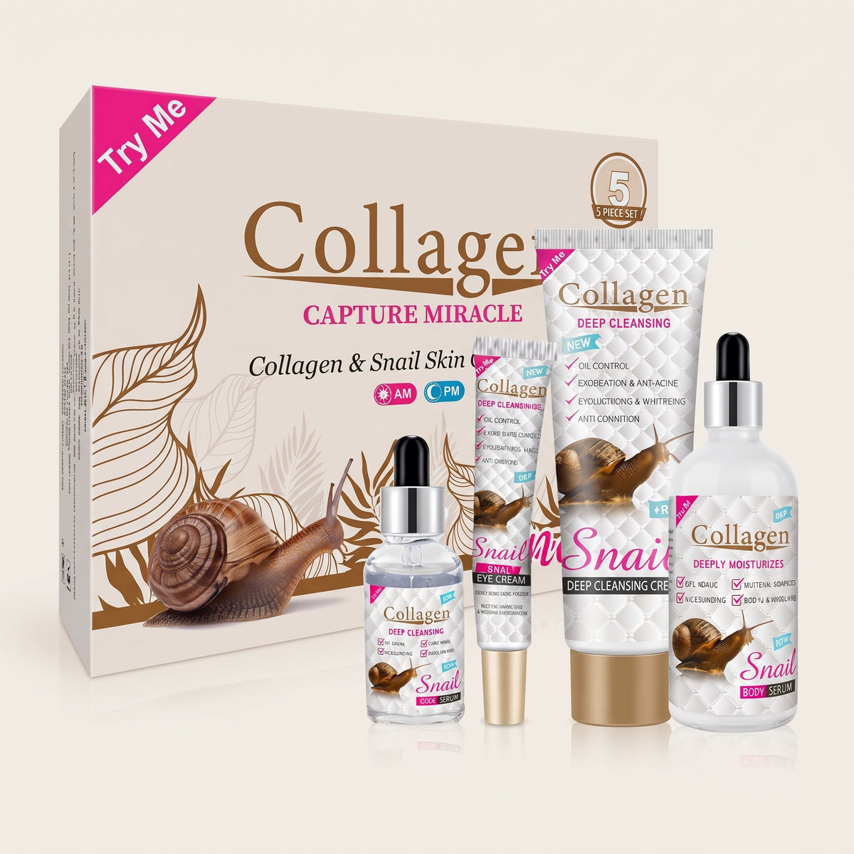 Women Beauty Skin Care Sets & Kits Facial Cream Collagen Snail Whitening Skin Care Set For Black Skin – image 2
