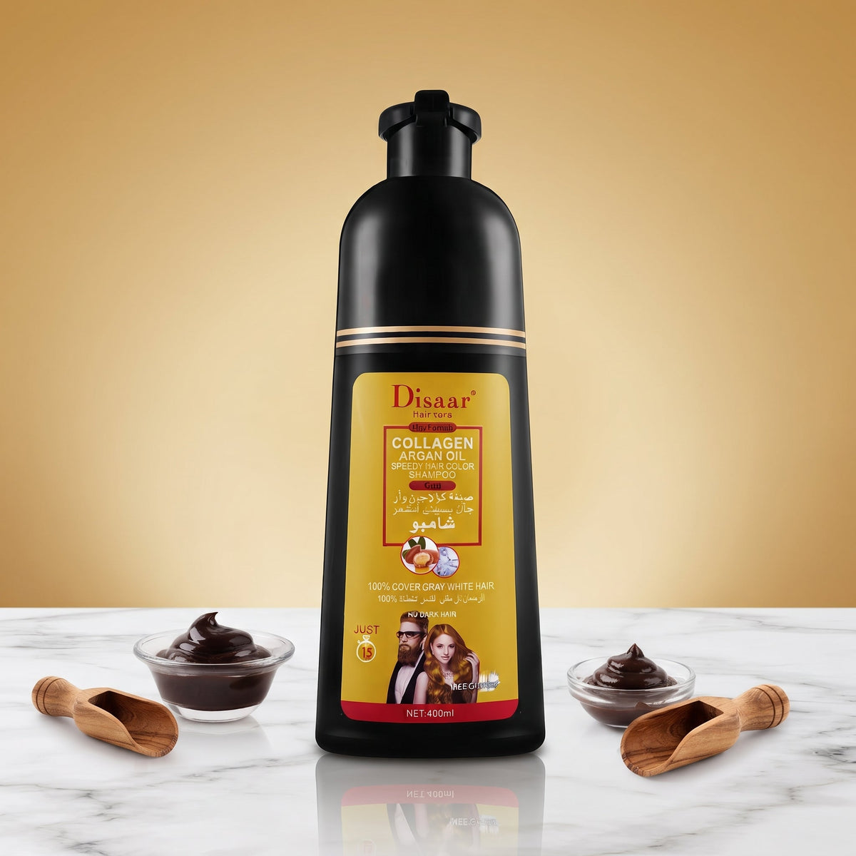 Speedy Hair Color Shampoo 100% Cover Gray White Hair Easy To Use Long Lasting 400ml/13.53fl.oz (Gold) – image 9