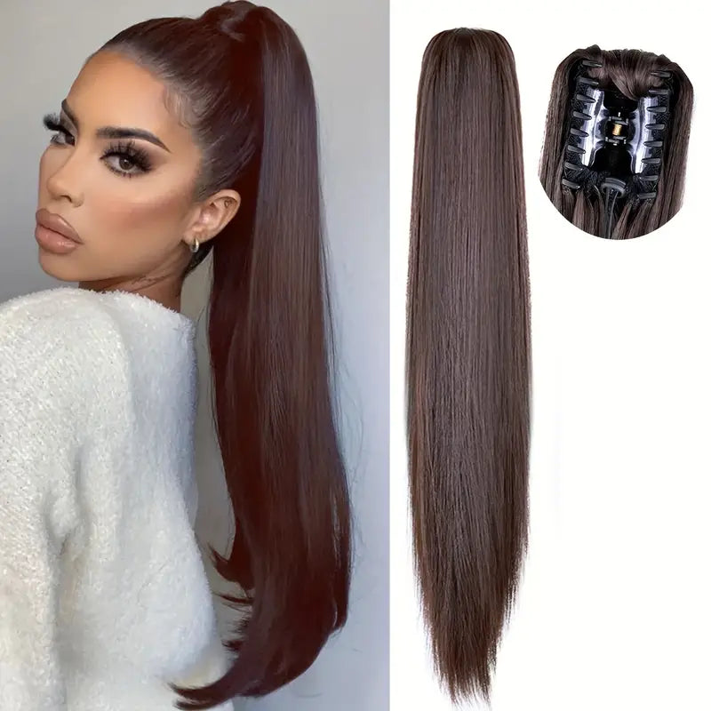 Synthetic Long Straight Ponytail Hair Extensions 22 Inch Claw Jaw Clip In Hair Extensions For Women Synthetic Fiber Hairpieces Hair Accessories – image 12