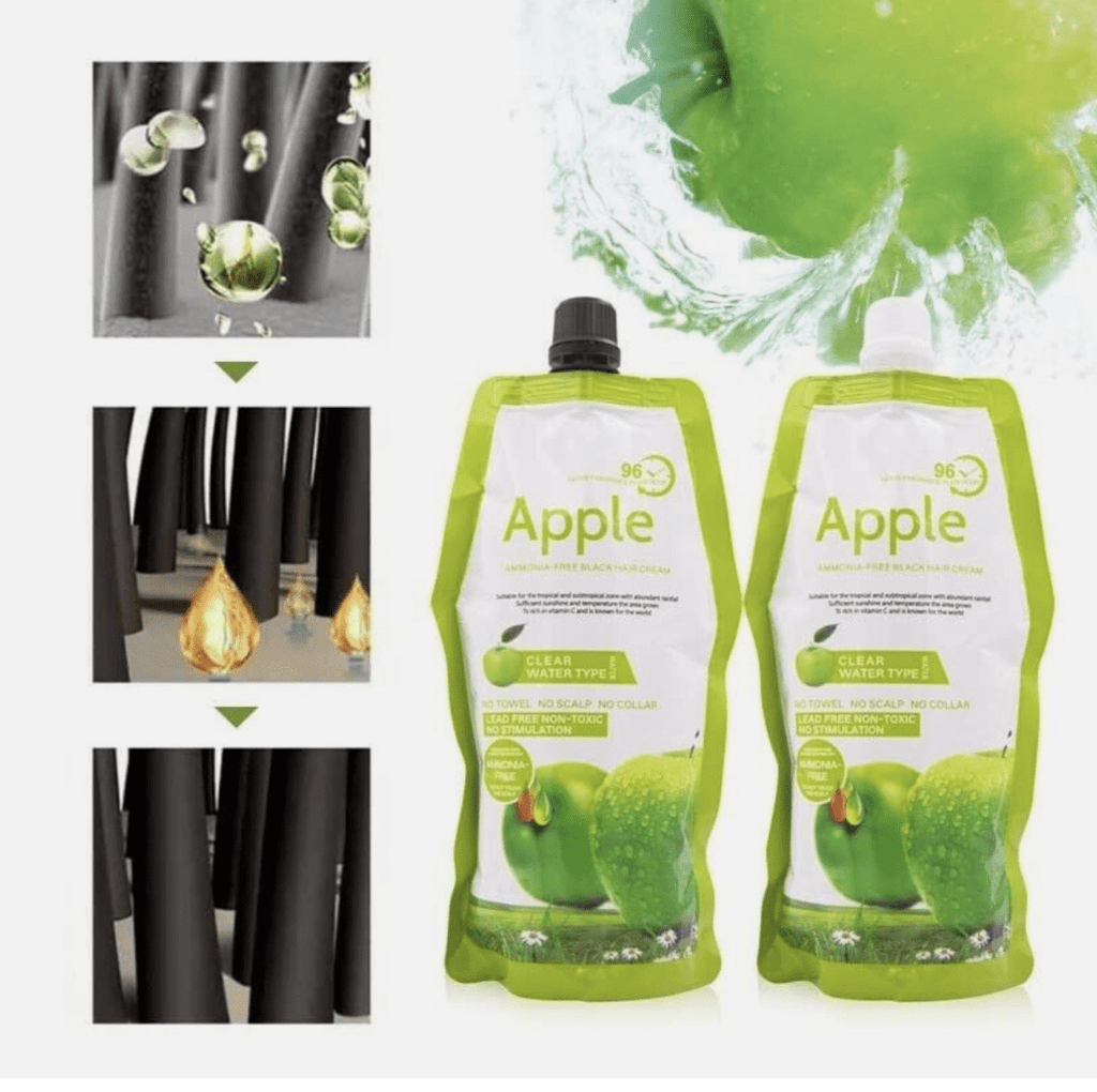 Apple Ammonia-Free Black Hair Color Cream – 100% Grey Coverage Hair Dye (2x500ml)
