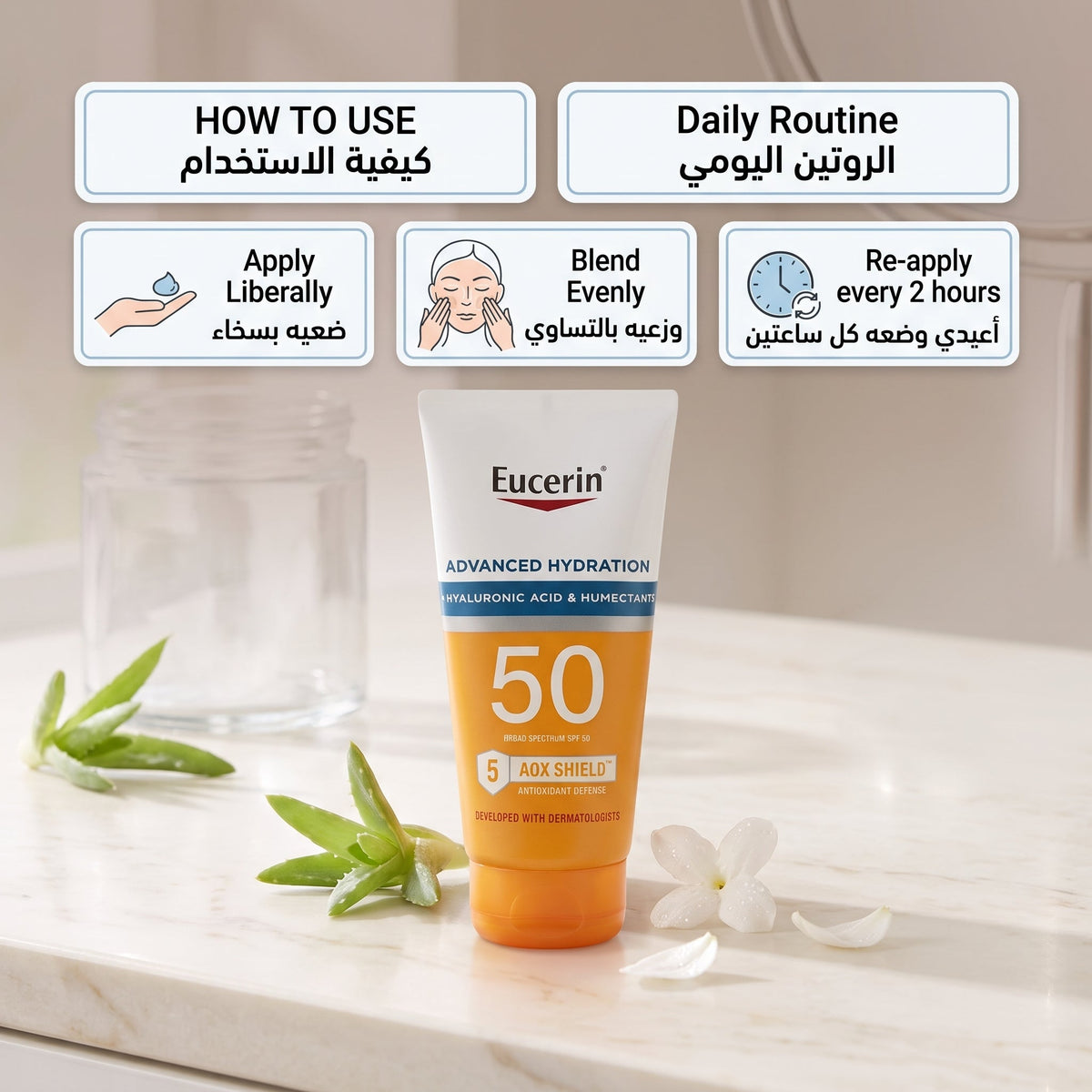 Eucerin Sun Advanced Hydration SPF 50 Lotion 147ml – Body & Face Sunscreen