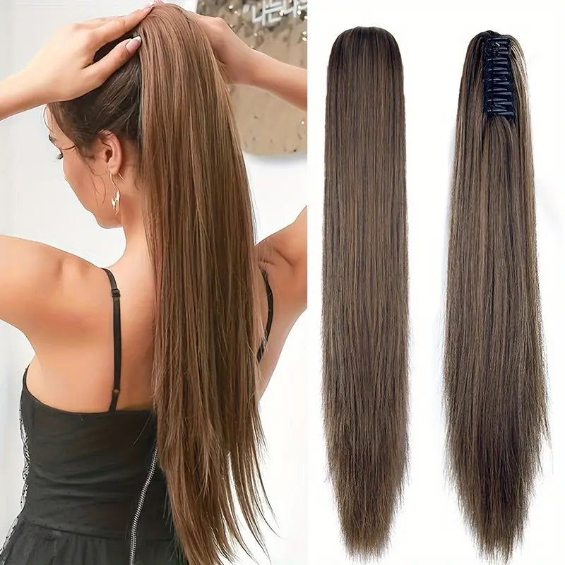 Synthetic Long Straight Ponytail Hair Extension 22 Inch Claw Clip