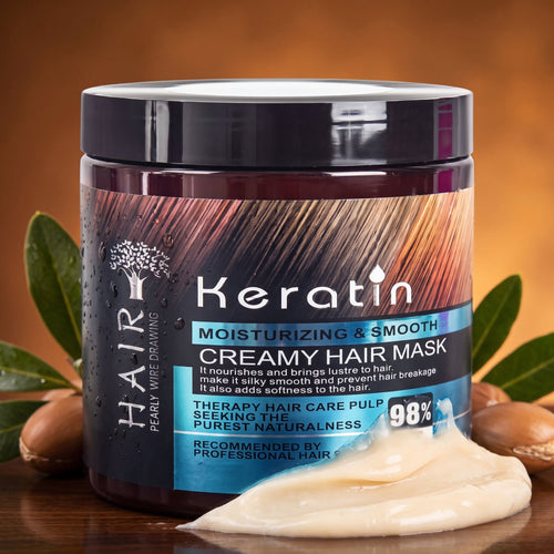 Blue Creamy Keratin Hair Mask Treatment 500ml – Straightening & Repair Mask – image 3