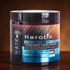 Blue Creamy Keratin Hair Mask Treatment 500ml – Straightening & Repair Mask