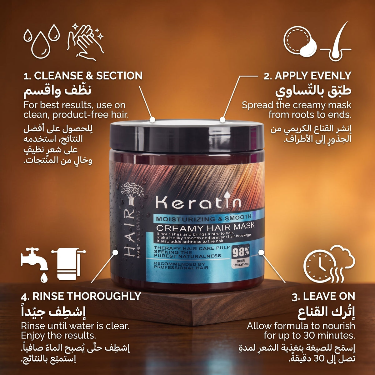 Blue Creamy Keratin Hair Mask Treatment 500ml – Straightening & Repair Mask