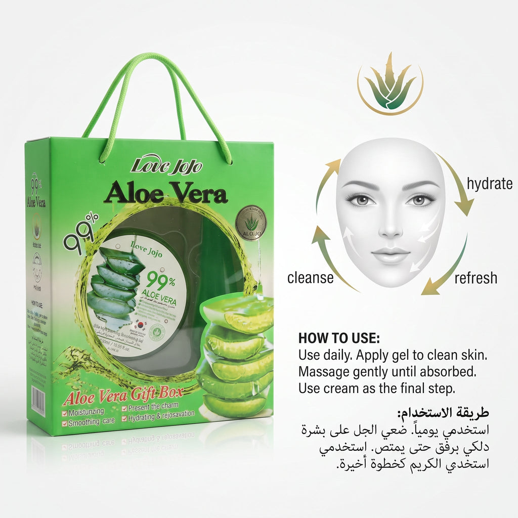Love Jojo 99% Aloe Vera Gift Box Moisturizing Gel 300ml & Scrub Gel 200ml – image 5