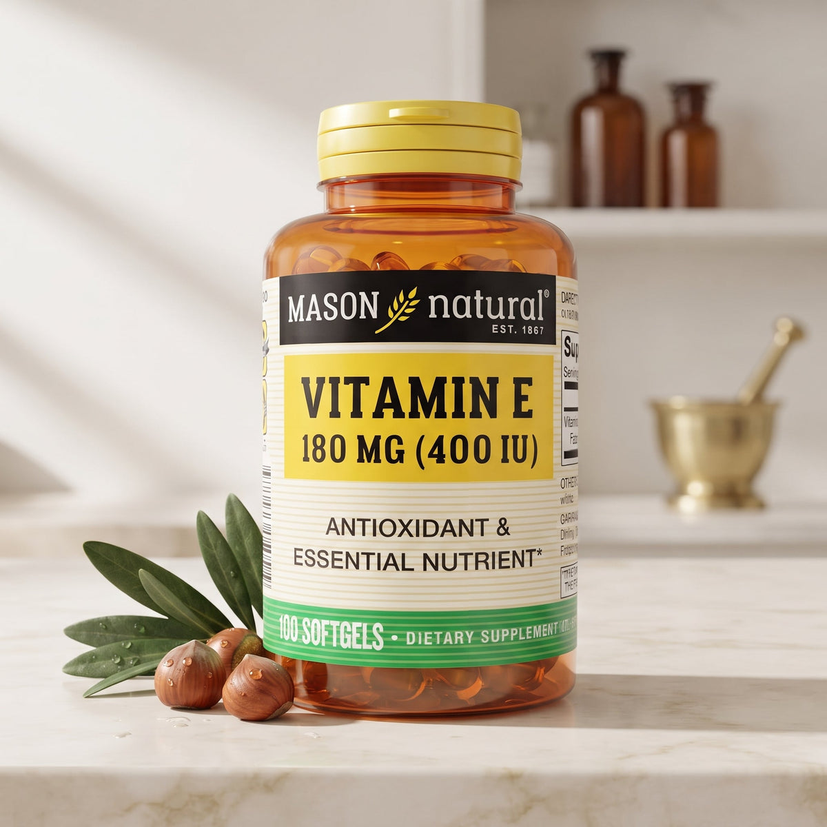 Mason Natural Vitamin E 400 IU Softgels, 100 Count – image 3