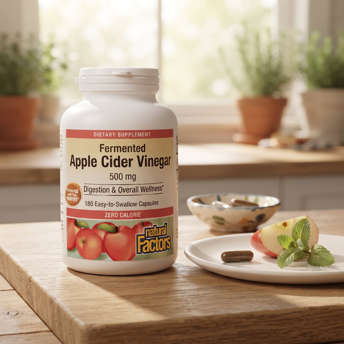 Natural Factors Fermented Apple Cider Vinegar 500mg, 180 Ct – image 4