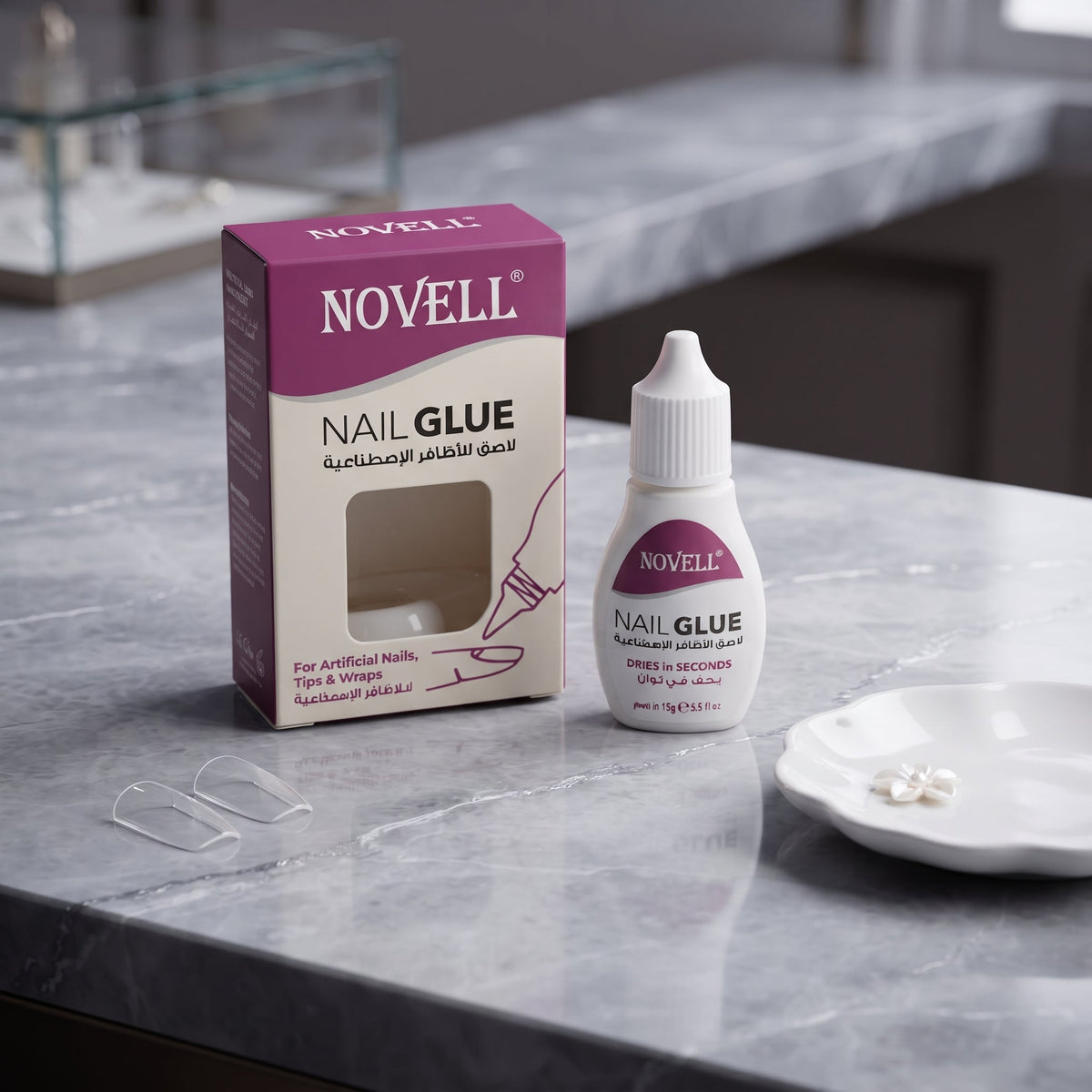 Nail glue for artificial nails, tips & wraps